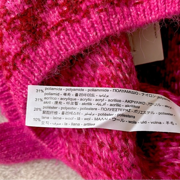 NWT Zara Pink Check Knit Wool Blend Crop Top Size S - Picture 12 of 12